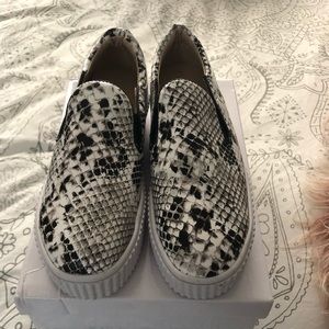 Snakeskin print slip on shoes